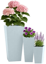 Set van 3 vierkante bloempotten grijs grau