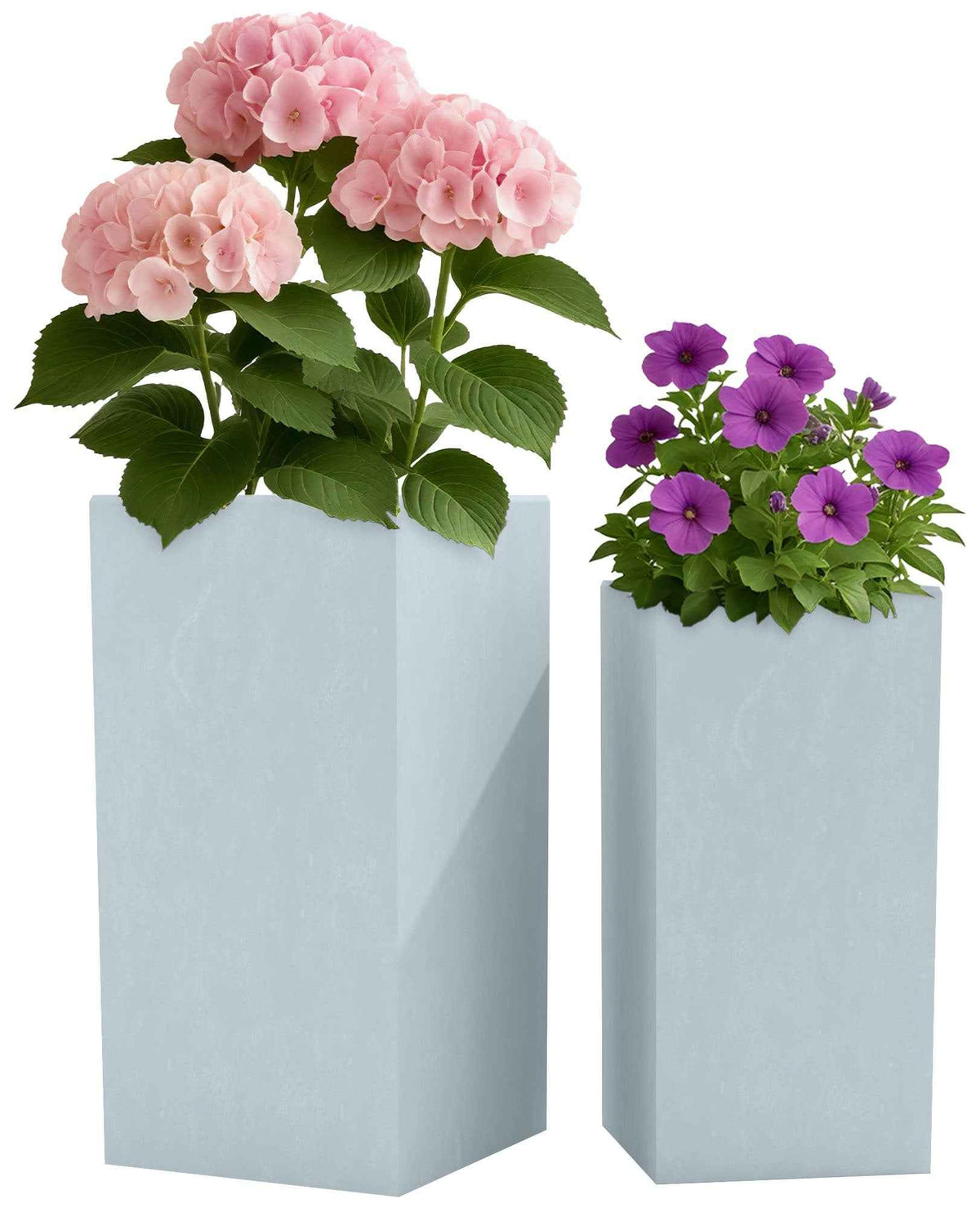 Set van 2 vierkante plantenbakken 3 grijs grau