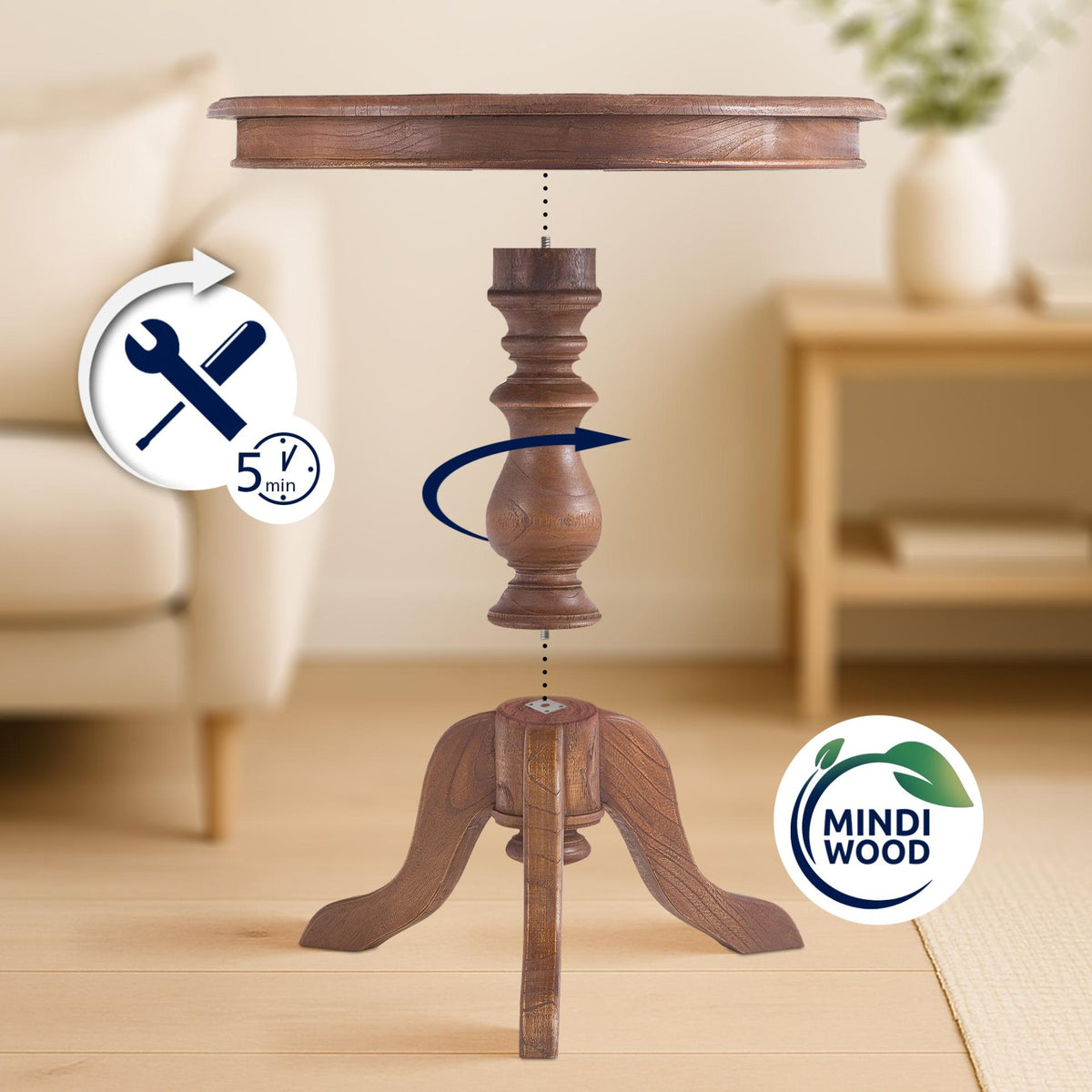 Bijzettafel Wiva 70 cm bruin braun