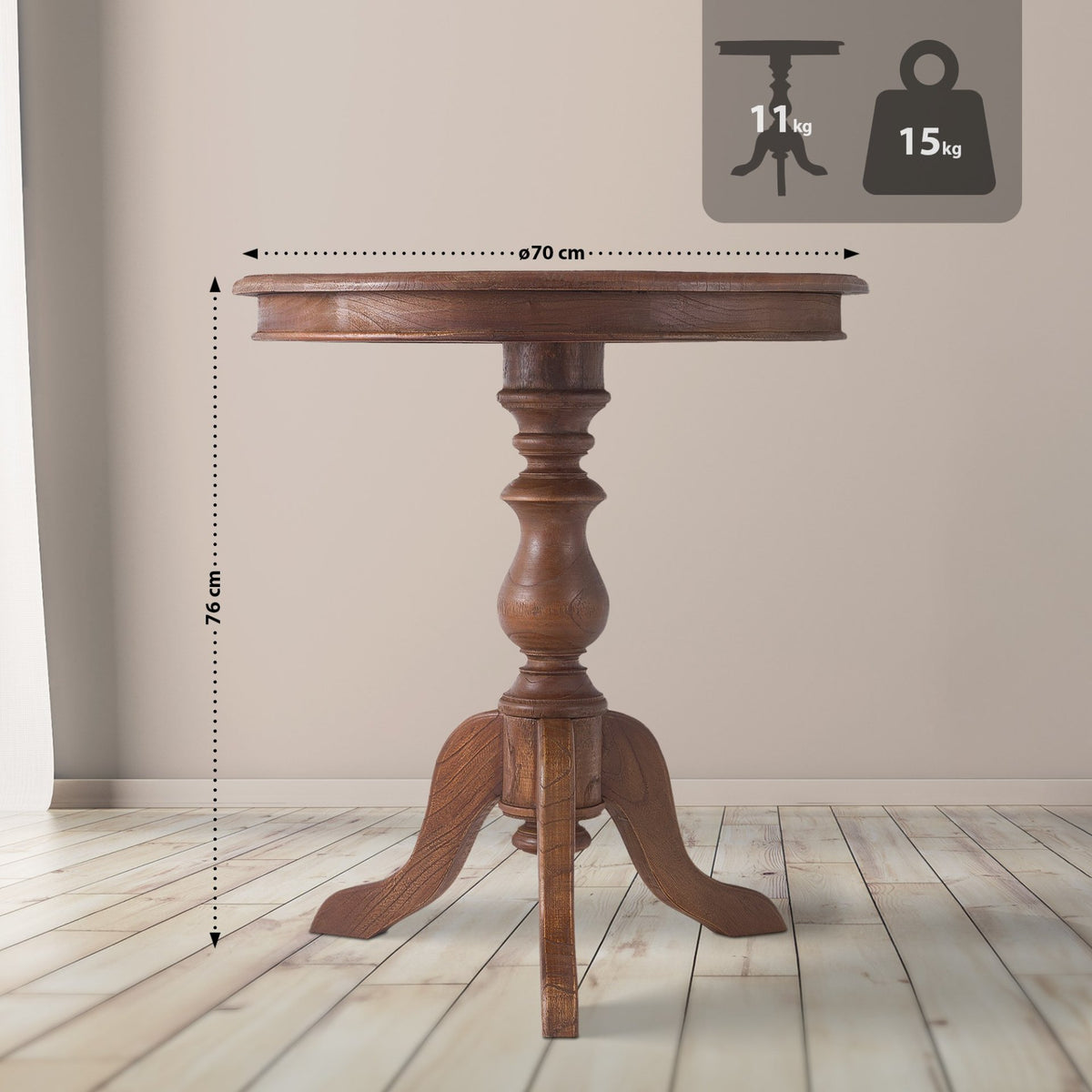 Bijzettafel Wiva 70 cm bruin braun