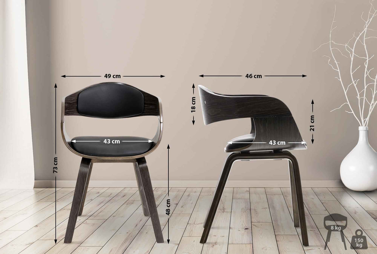 Bezoekersstoel Kingston Kunstleer zwart/grijs schwarz/grau