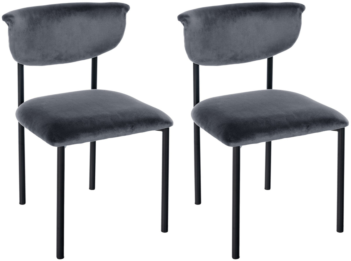 2er Set Besucherstuhl Gambell Samt dunkelgrau