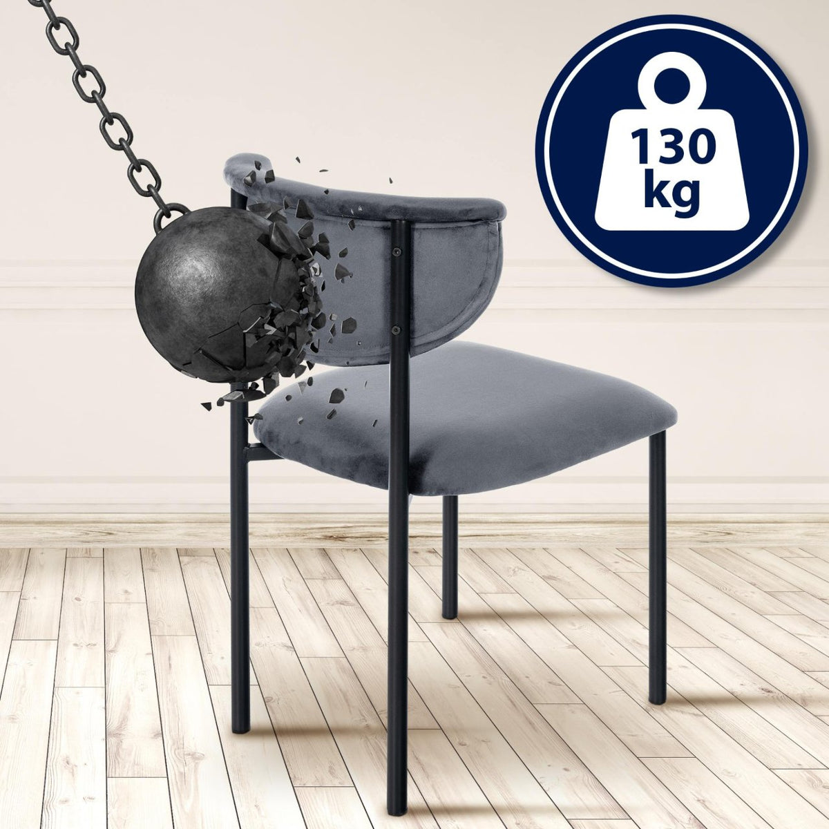 2er Set Besucherstuhl Gambell Samt dunkelgrau