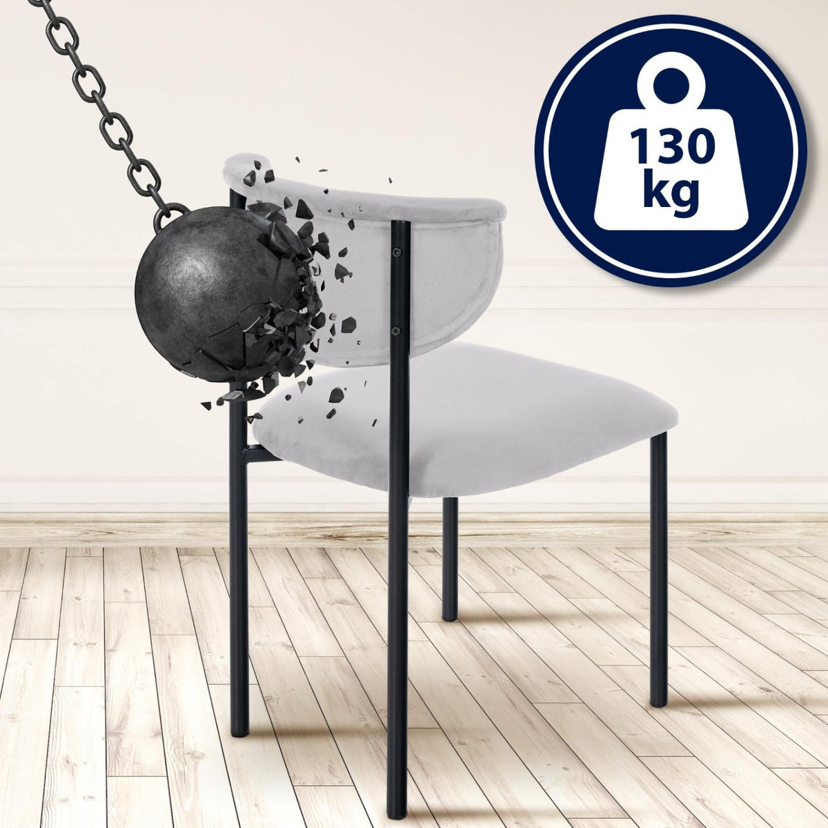 2er Set Besucherstuhl Gambell Samt grau