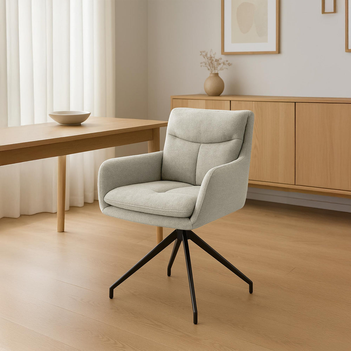 Eetkamerstoel Somers stof creme creme