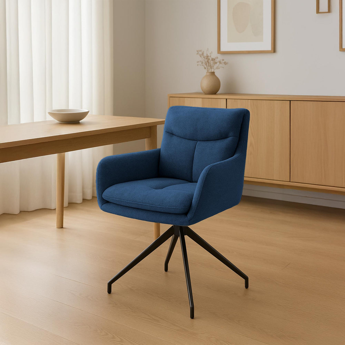 Eetkamerstoel Somers stof blauw blau