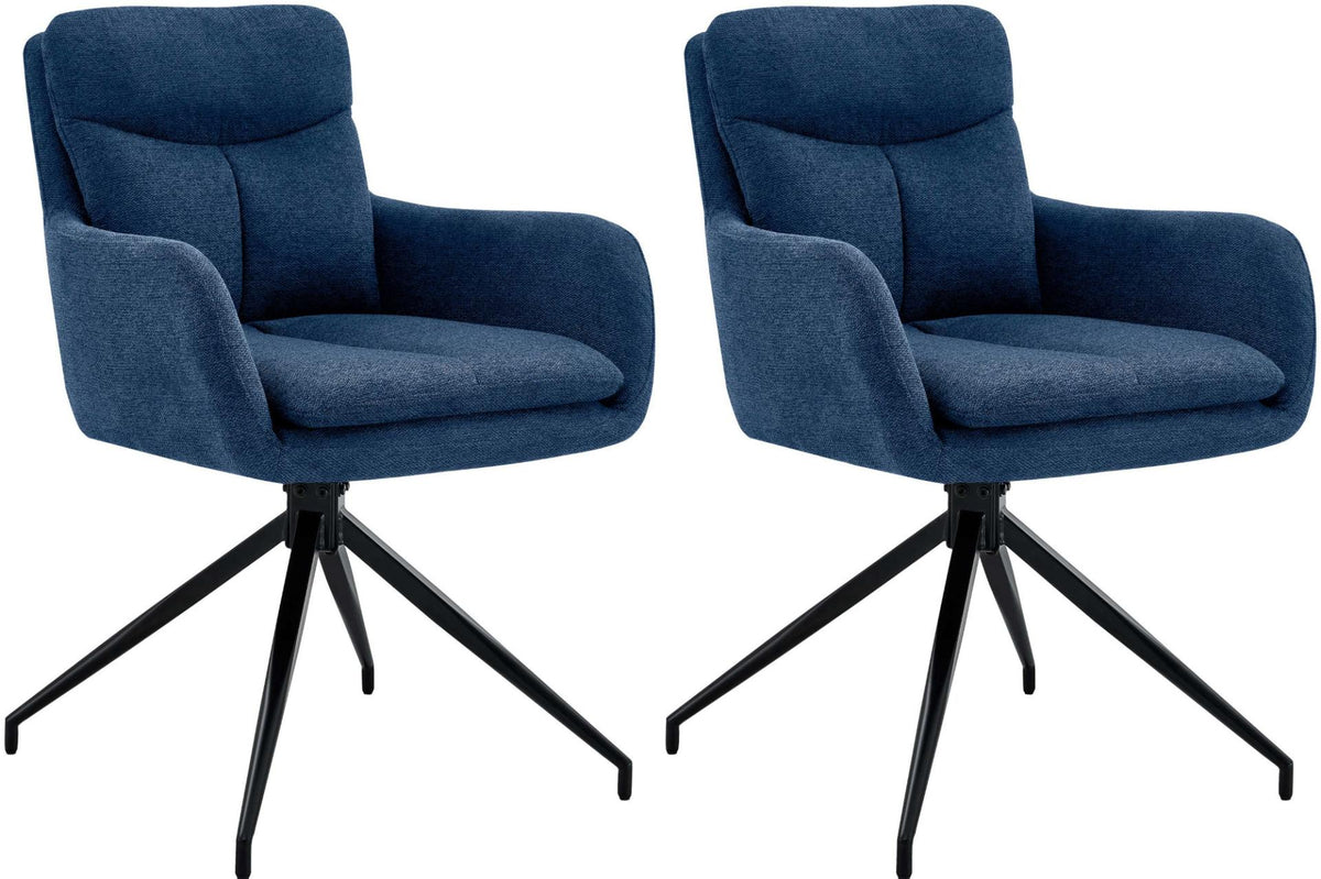 Set van 2 eetkamerstoelen Somers stof blauw blau