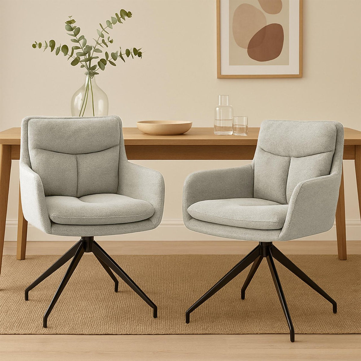 Set van 2 eetkamerstoelen Somers stof creme creme