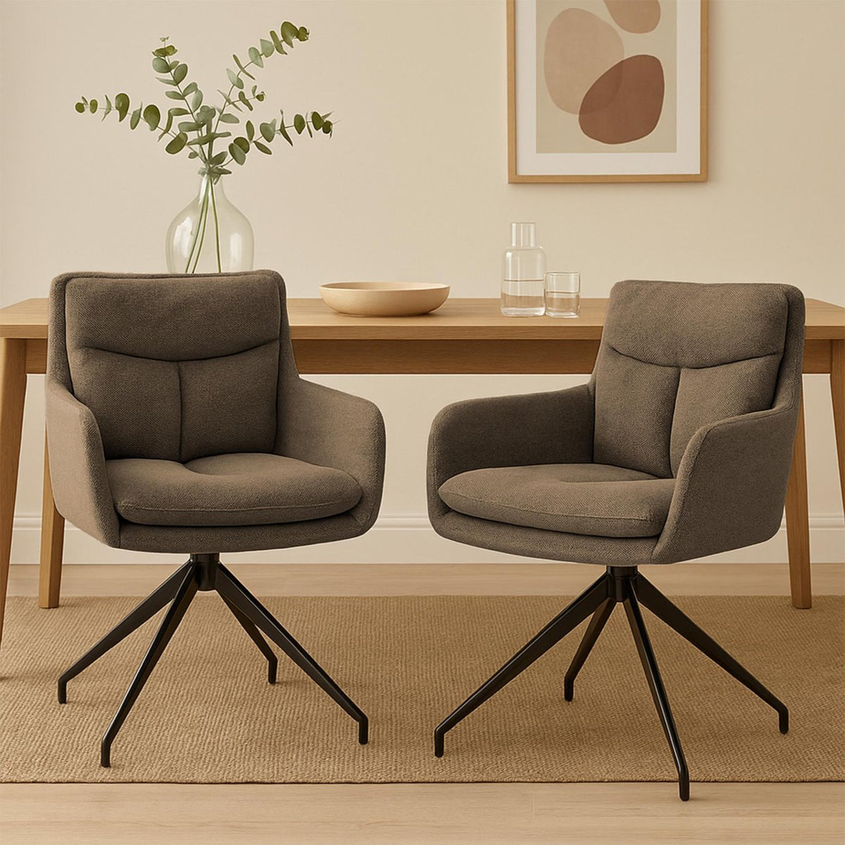 Set van 2 eetkamerstoelen Somers stof bruin braun