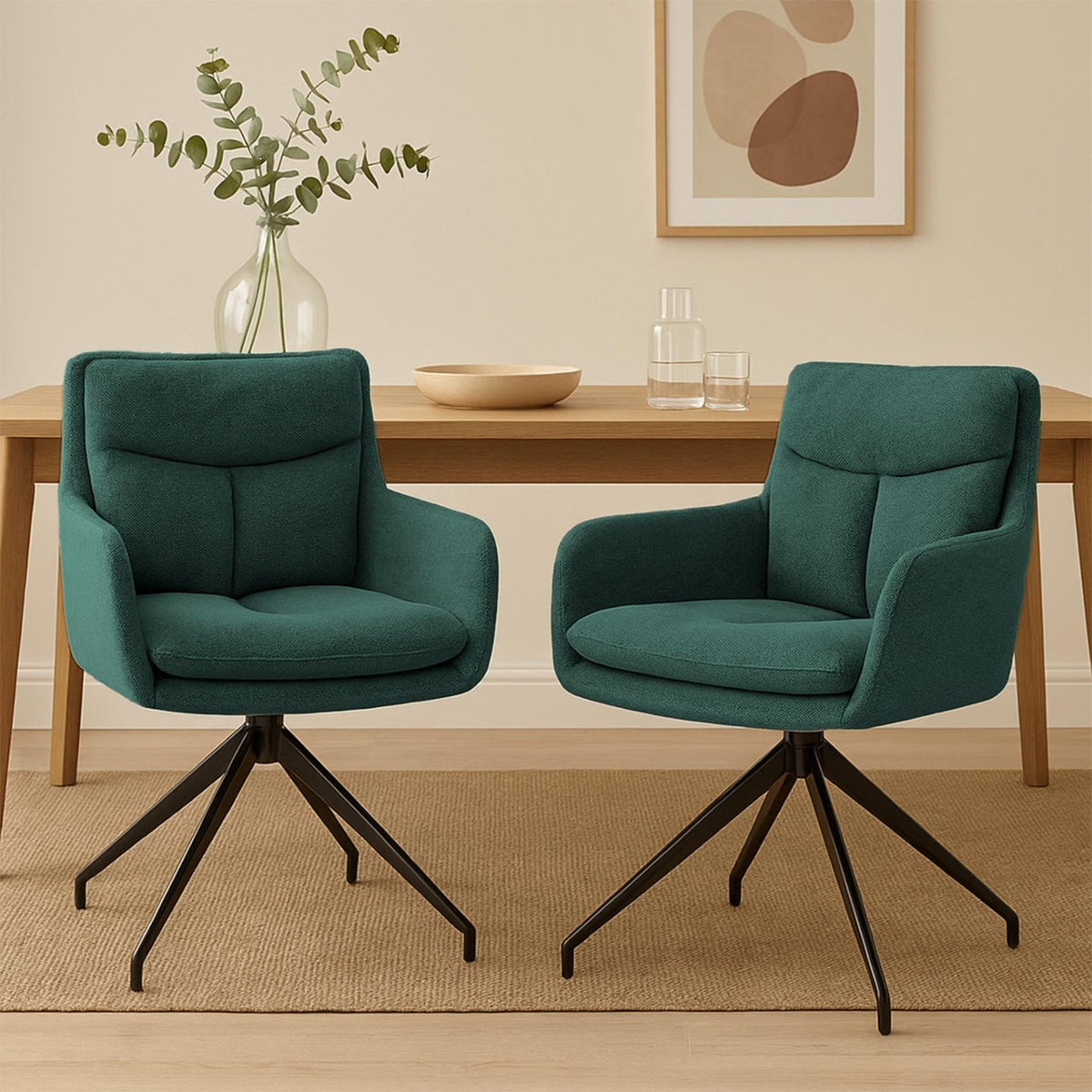 Set van 2 eetkamerstoelen Somers stof groen grün