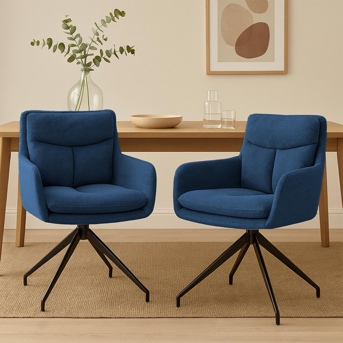Set van 2 eetkamerstoelen Somers stof blauw blau