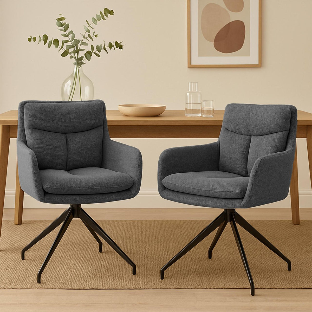 Set van 2 eetkamerstoelen Somers stof donkergrijs dunkelgrau