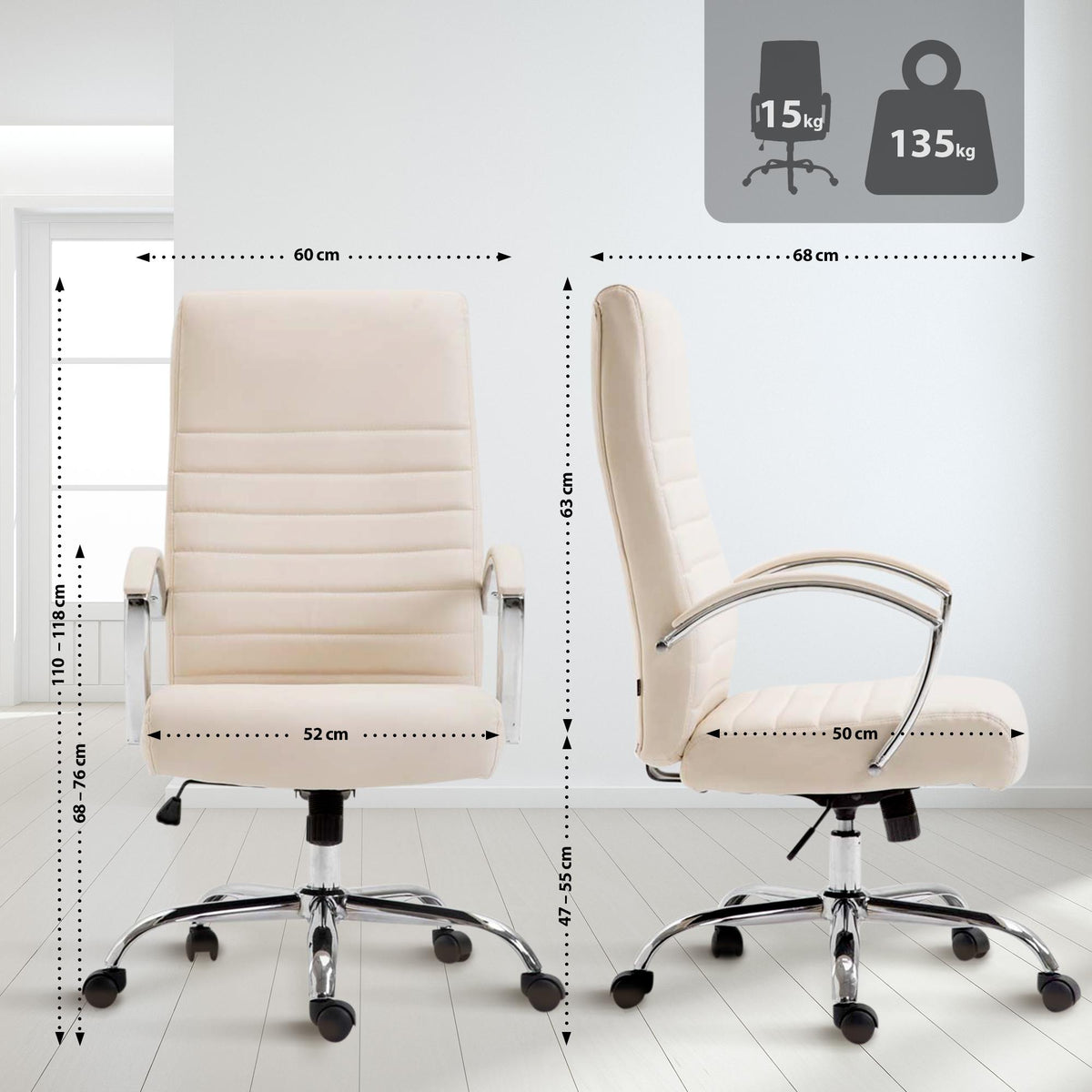 Bureaustoel Valais Kunstleer creme creme
