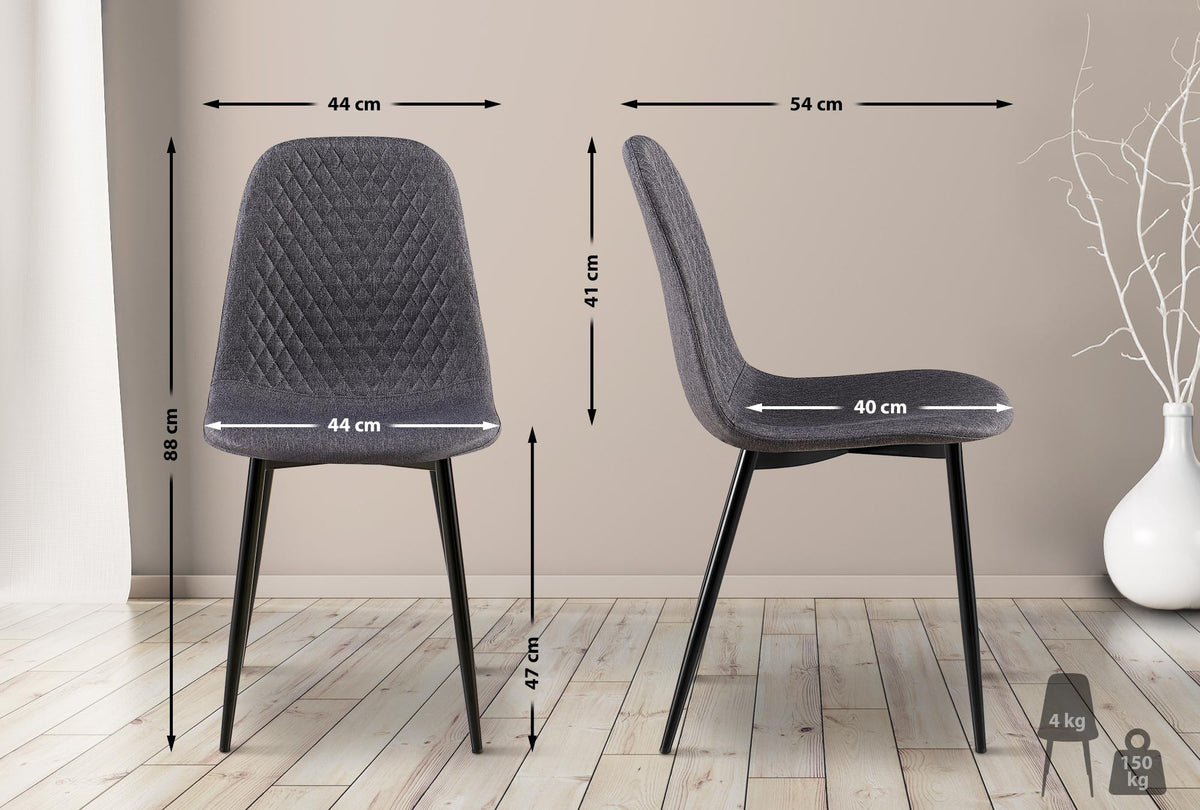 Set van 4 eetkamerstoelen Giverny donkergrijs,Stof dunkelgrau