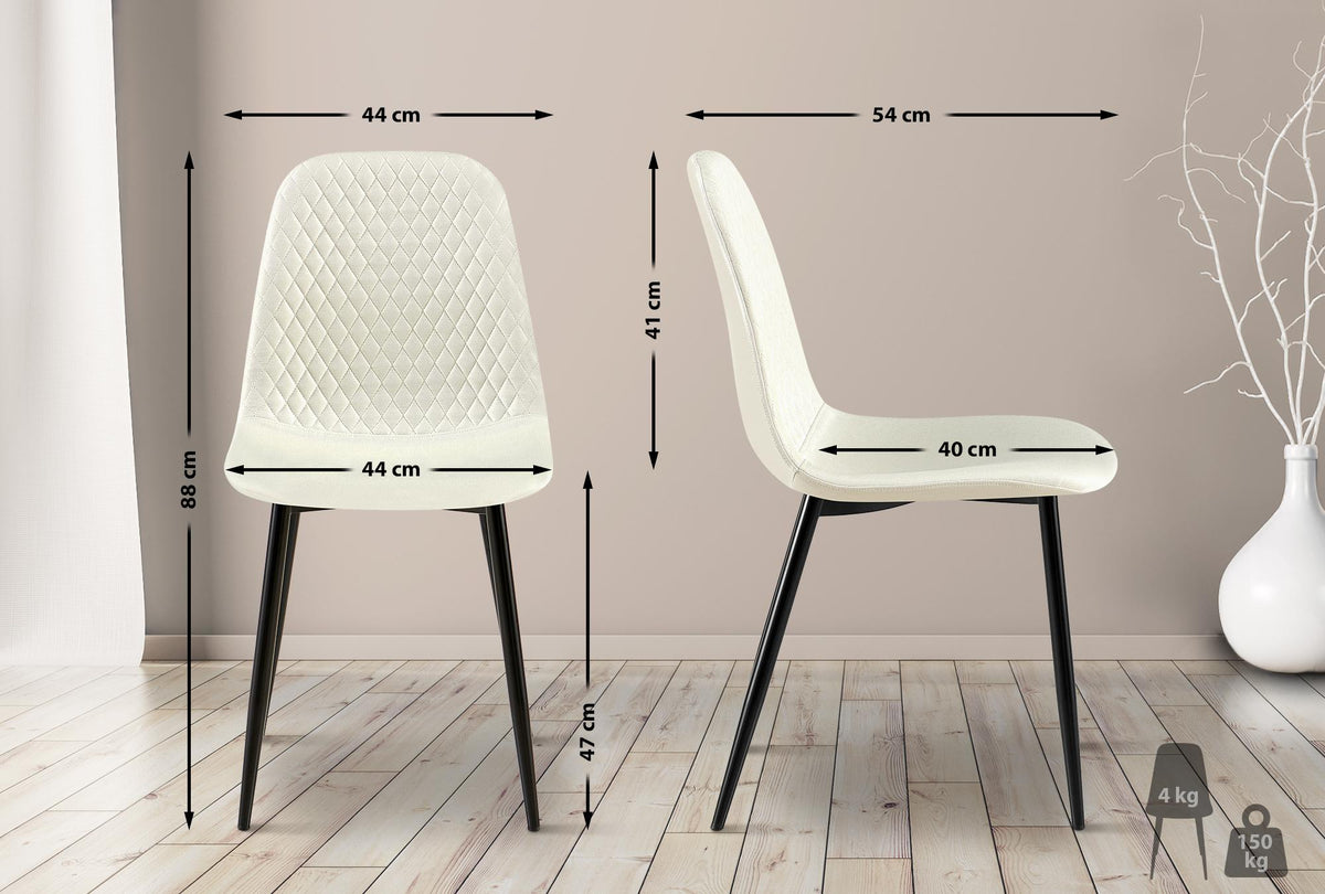 Set van 4 eetkamerstoelen Giverny creme,Stof creme