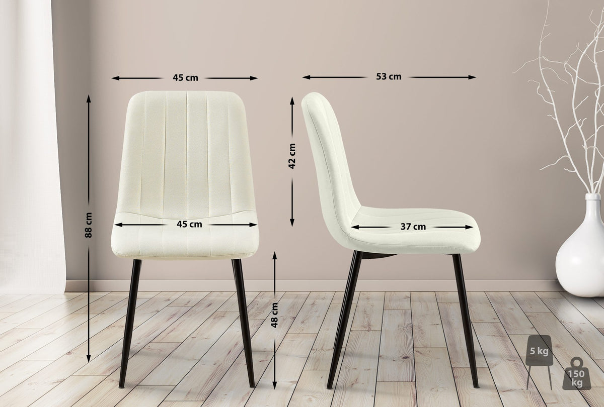 Set van 4 Dijon Eetkamerstoelen creme,Stof creme