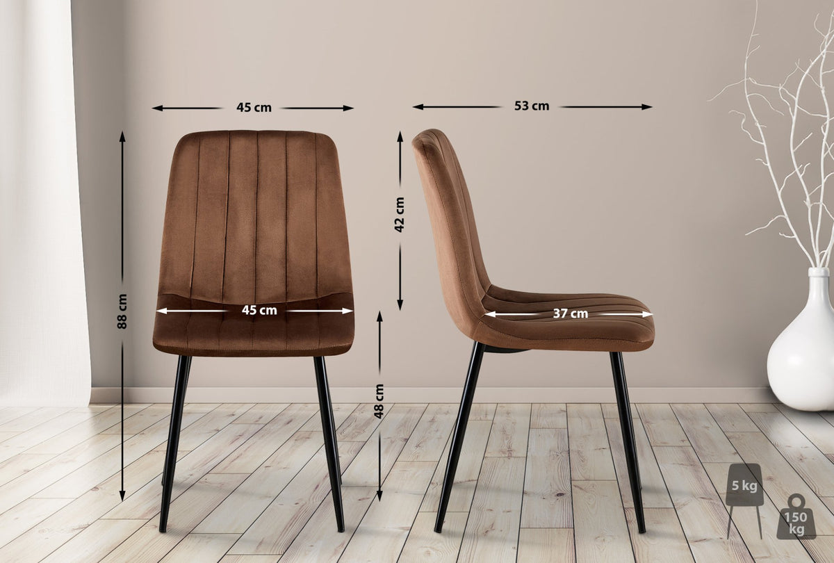 Set van 4 Dijon Eetkamerstoelen bruin,Fluweel braun
