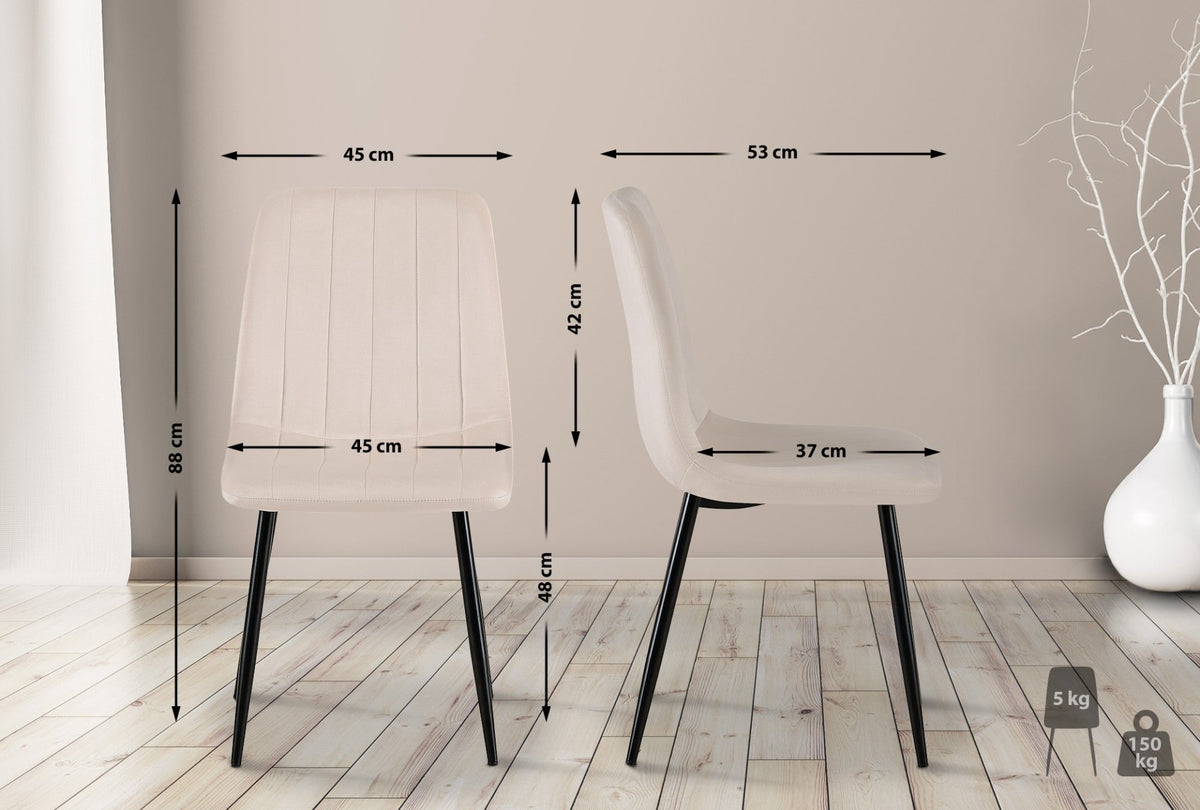 Set van 4 Dijon Eetkamerstoelen creme,Fluweel creme
