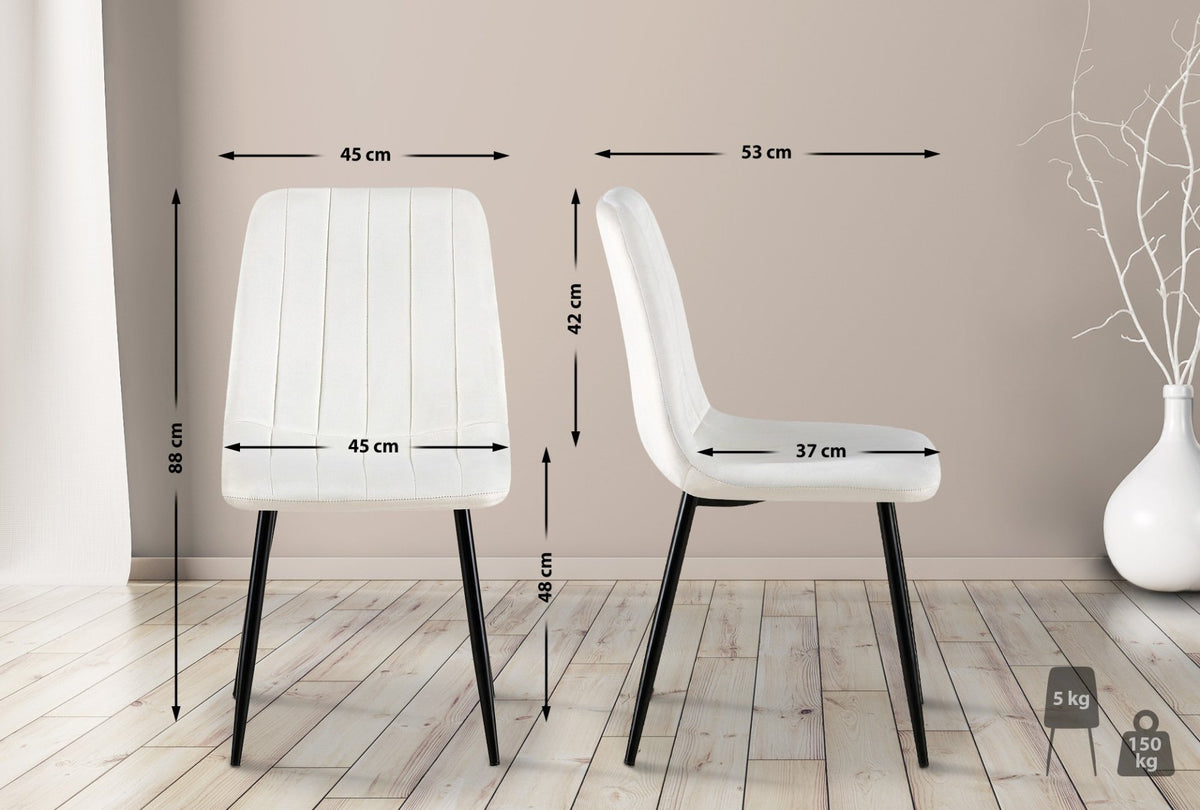 Set van 4 Dijon Eetkamerstoelen cremewit,Fluweel cremeweiß