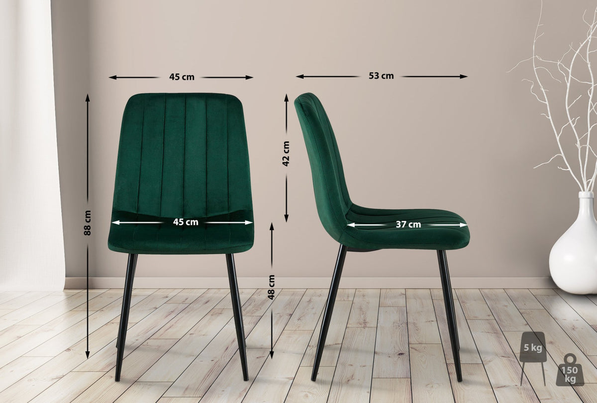 Set van 4 Dijon Eetkamerstoelen donkergroen,Stof dunkelgrün