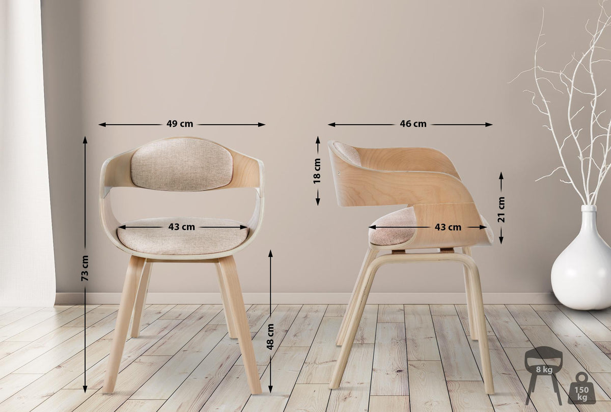 Set van 2 Kingston eetkamerstoelen Stof natura/creme natura/creme