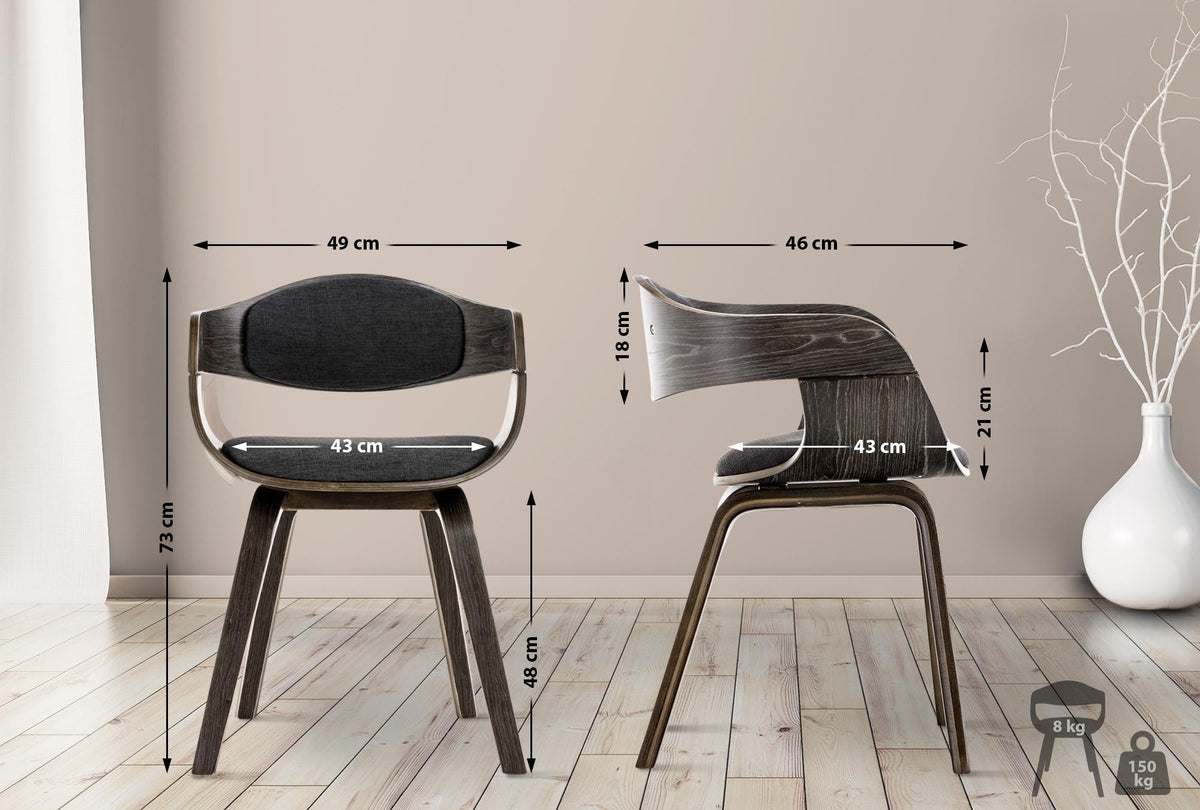 Set van 2 Kingston eetkamerstoelen Stof grijs/donkergrijs grau/dunkelgrau