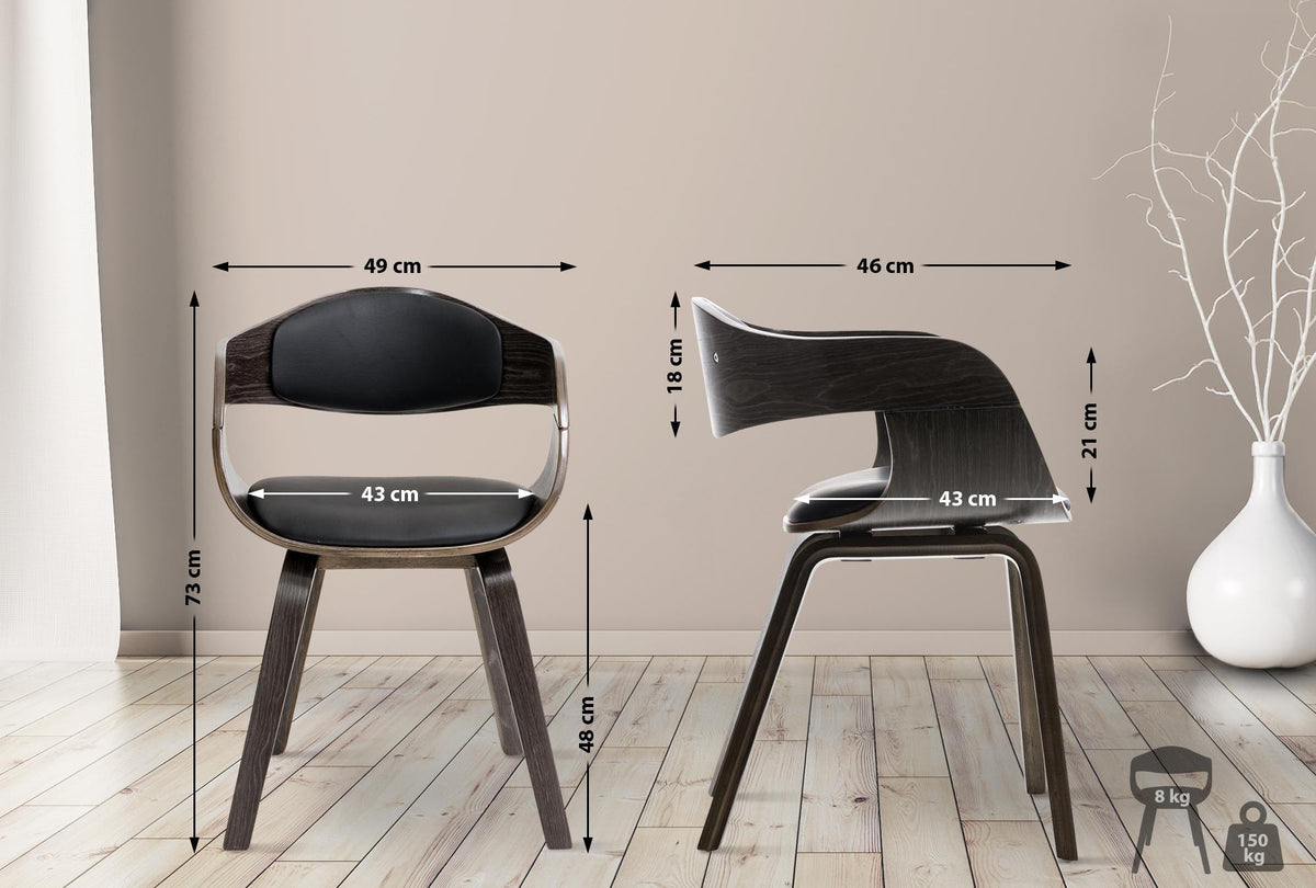 Set van 2 Kingston Stoelen Kunstleer zwart/grijs schwarz/grau