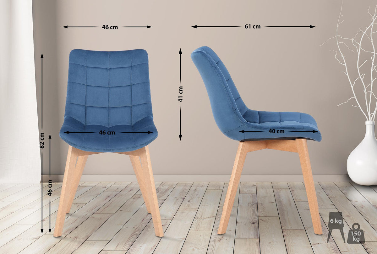 Set van 2 Eetkamerstoelen Passaic Fluweel blauw blau