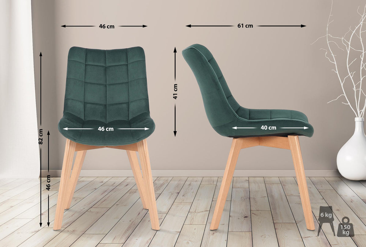 Set van 2 Eetkamerstoelen Passaic Fluweel groen grün