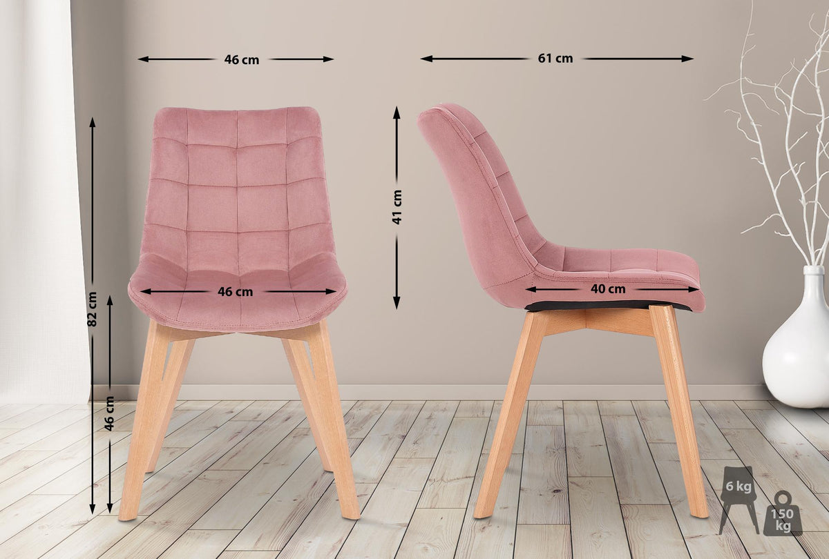 Set van 2 Eetkamerstoelen Passaic Fluweel roze pink