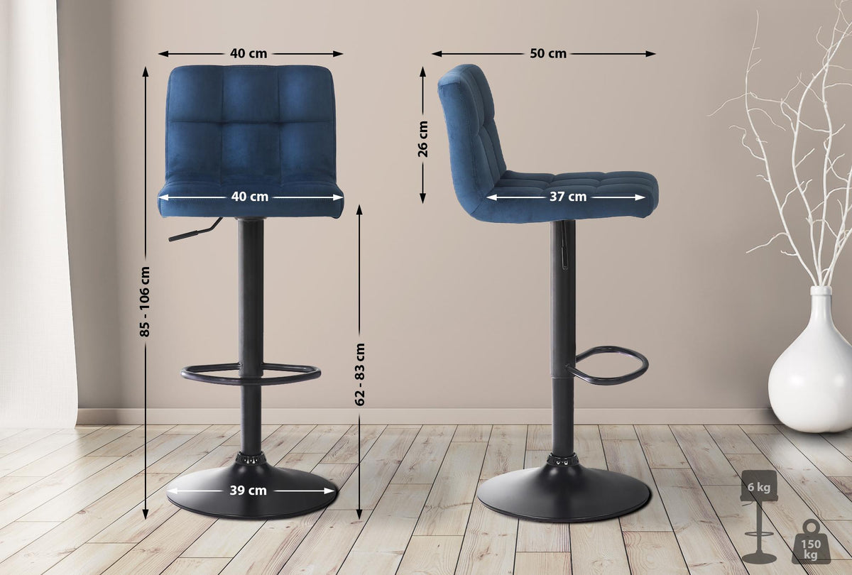 Set van 4 barkrukken Feni fluweel blauw blau