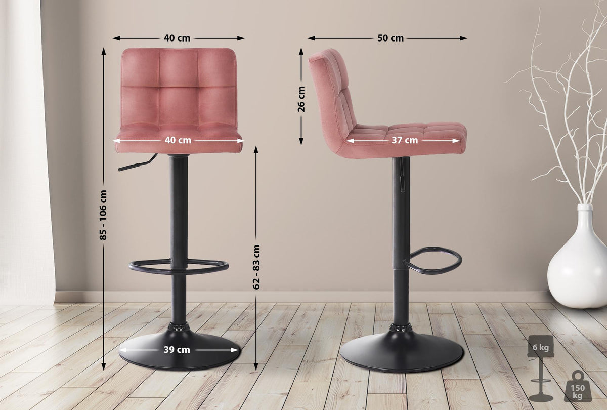 Set van 4 barkrukken Feni fluweel roze pink