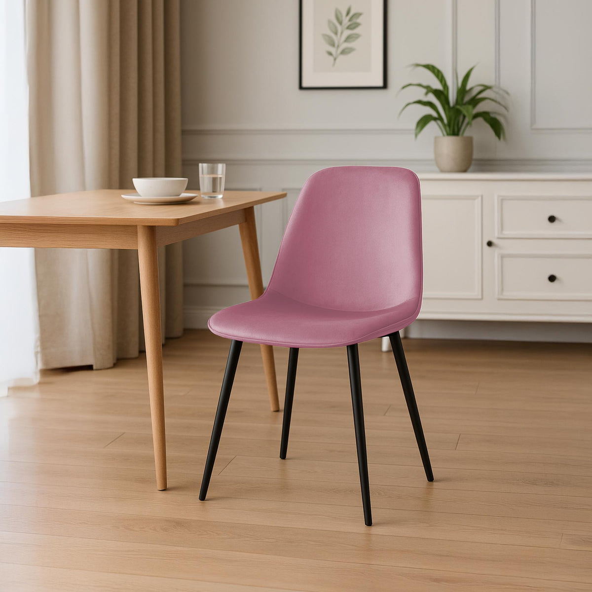 Eetkamerstoel Maryam rosa,Fluweel rosa