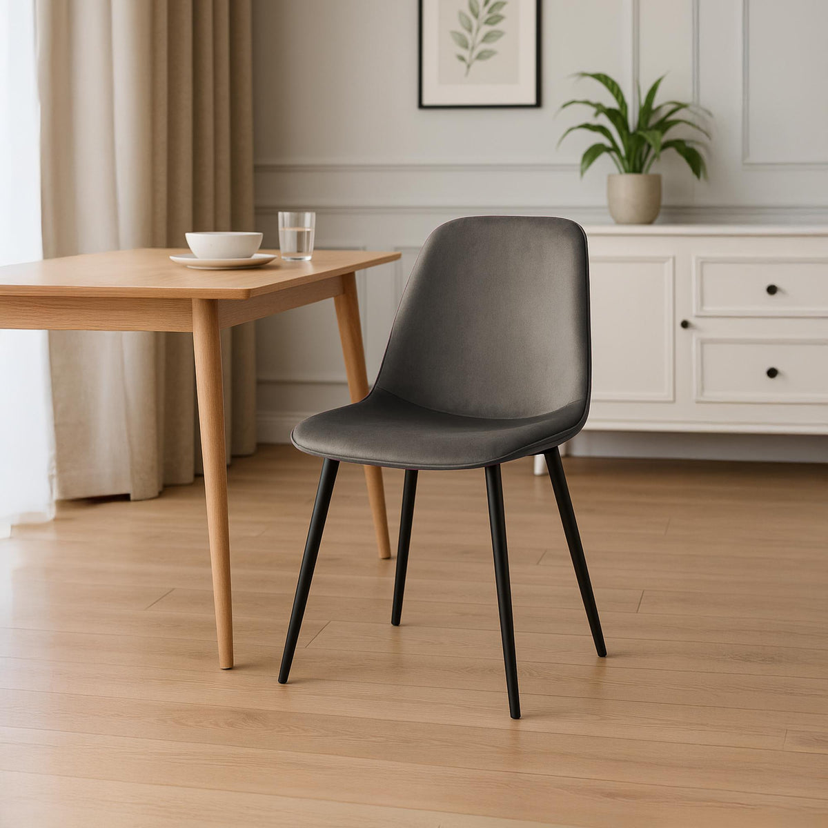 Set van 4 eetkamerstoelen Maryam antraciet,Fluweel anthrazit
