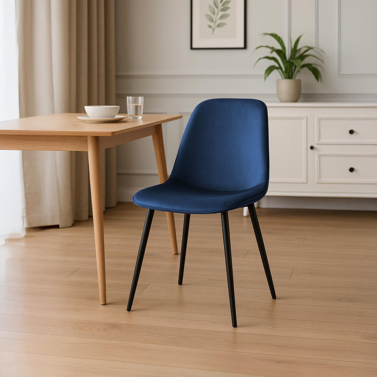 Set van 4 eetkamerstoelen Maryam donkerblauw,Fluweel dunkelblau