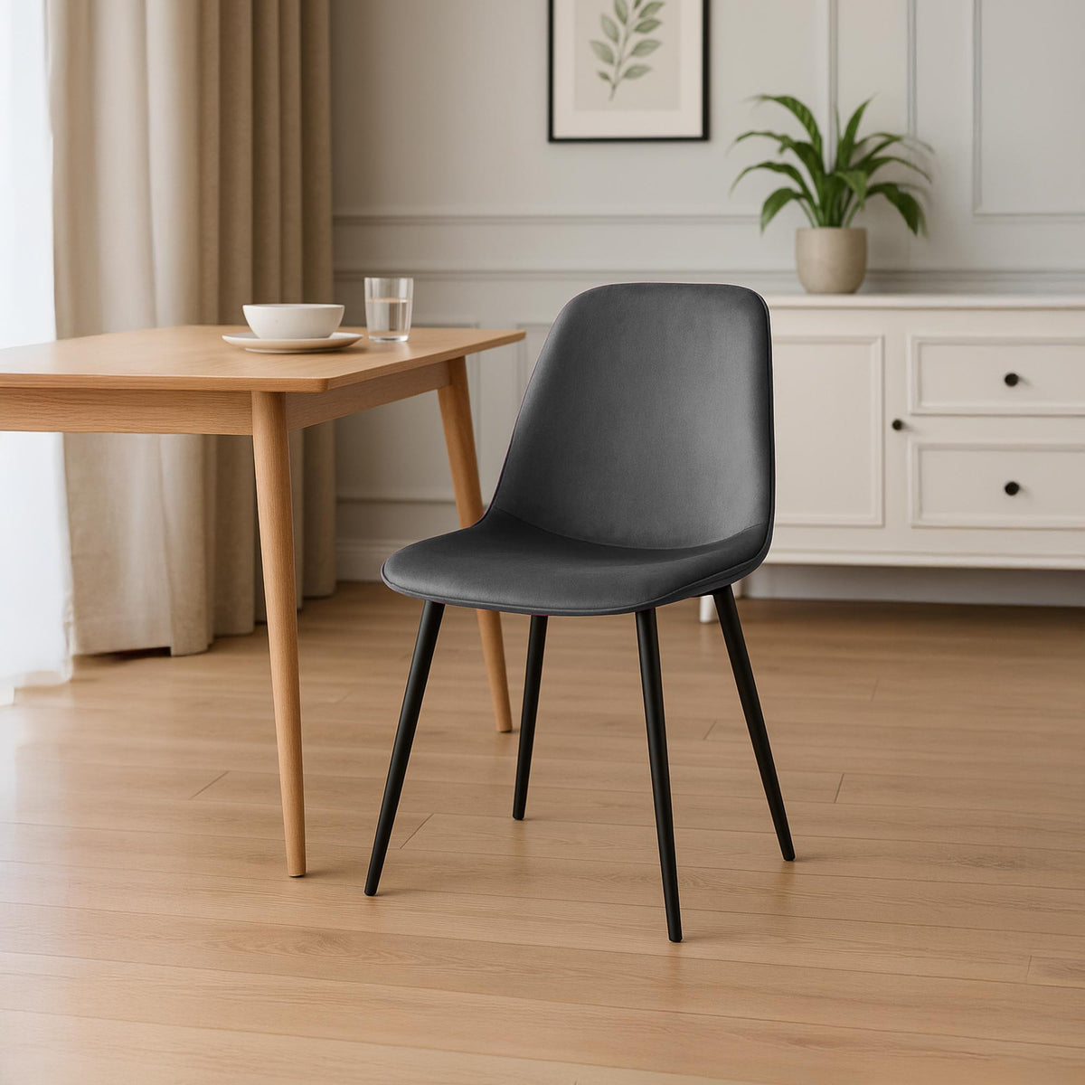 Set van 4 eetkamerstoelen Maryam donkergrijs,Fluweel dunkelgrau