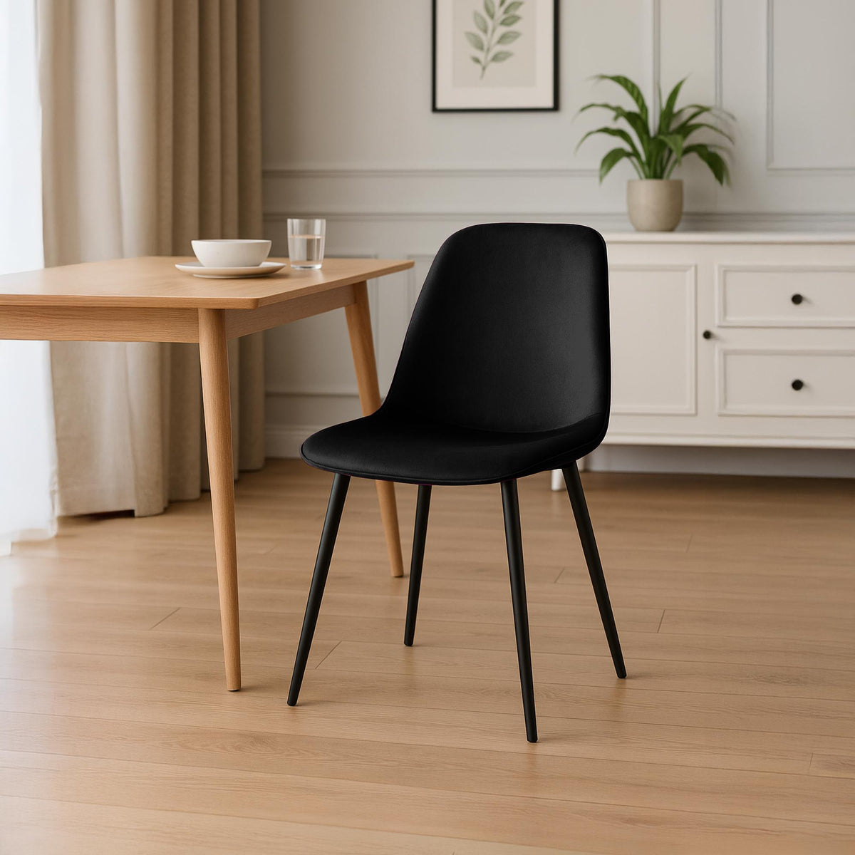 Set van 4 eetkamerstoelen Maryam zwart,Fluweel schwarz