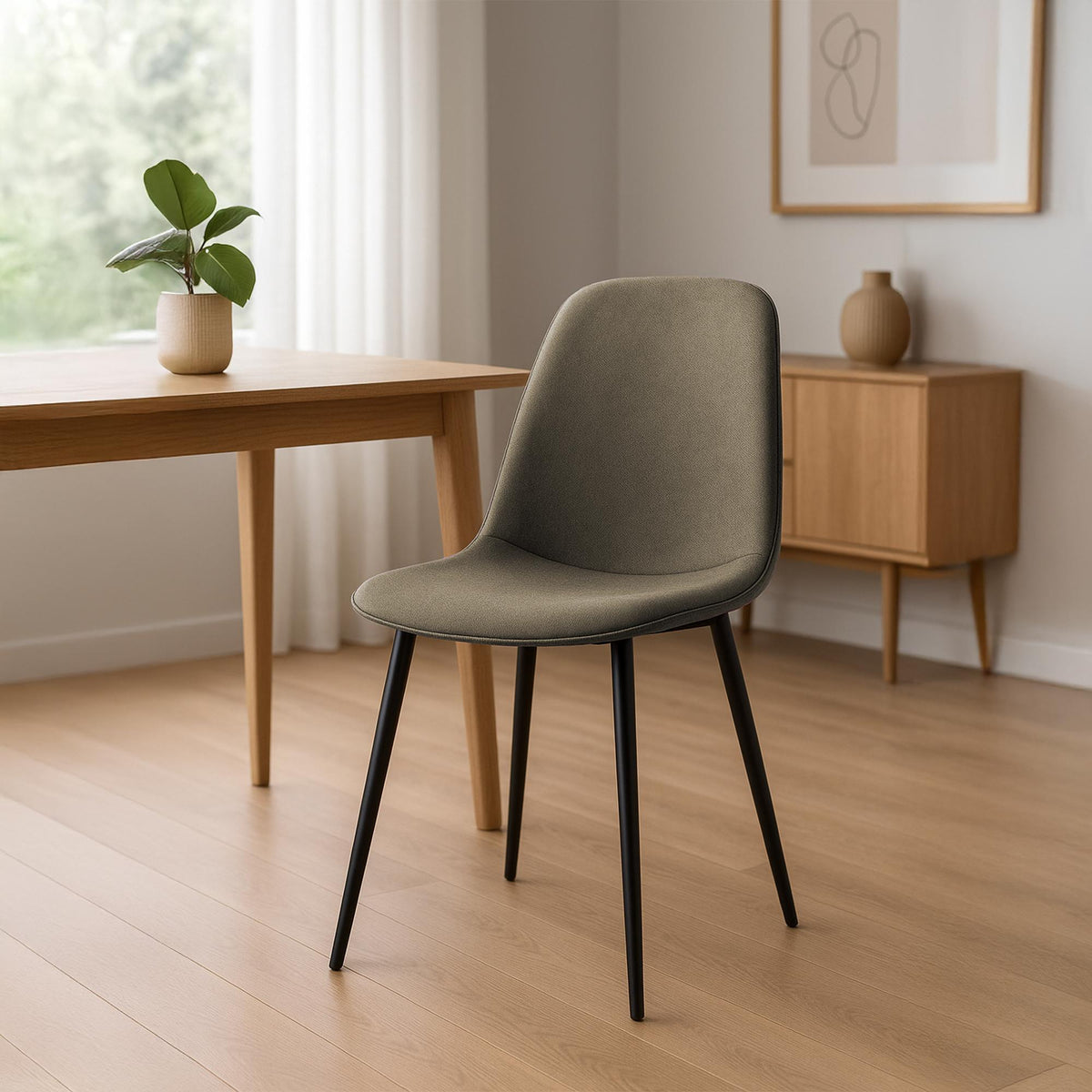 Set van 4 eetkamerstoelen Maryam taupe,Stof taupe