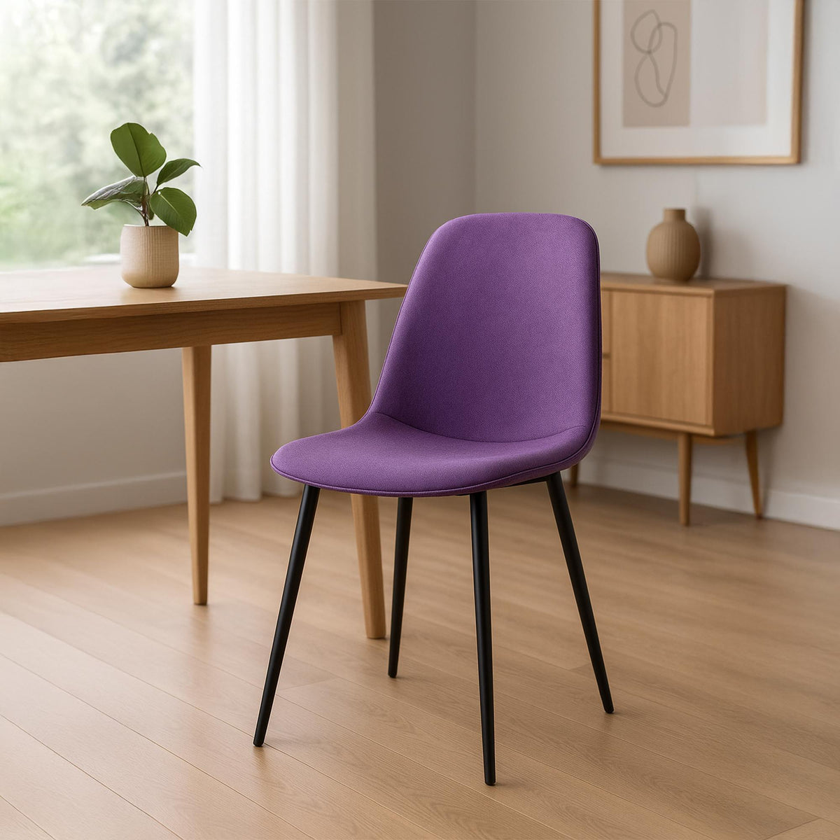 Set van 4 eetkamerstoelen Maryam purper,Stof lila