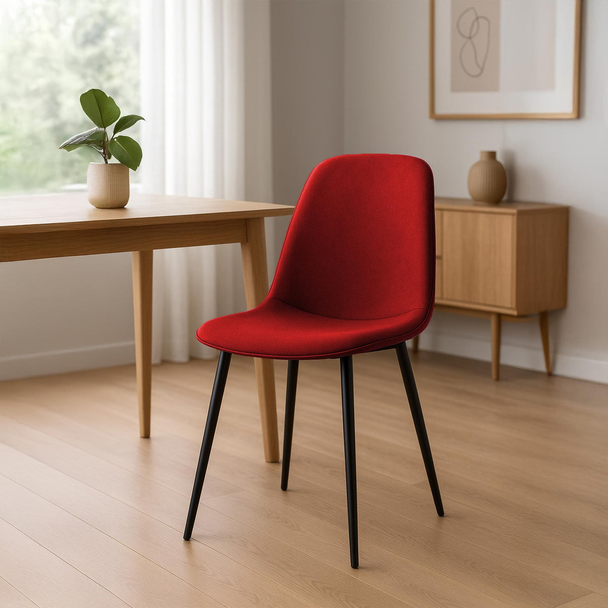 Set van 4 eetkamerstoelen Maryam rood,Stof rot