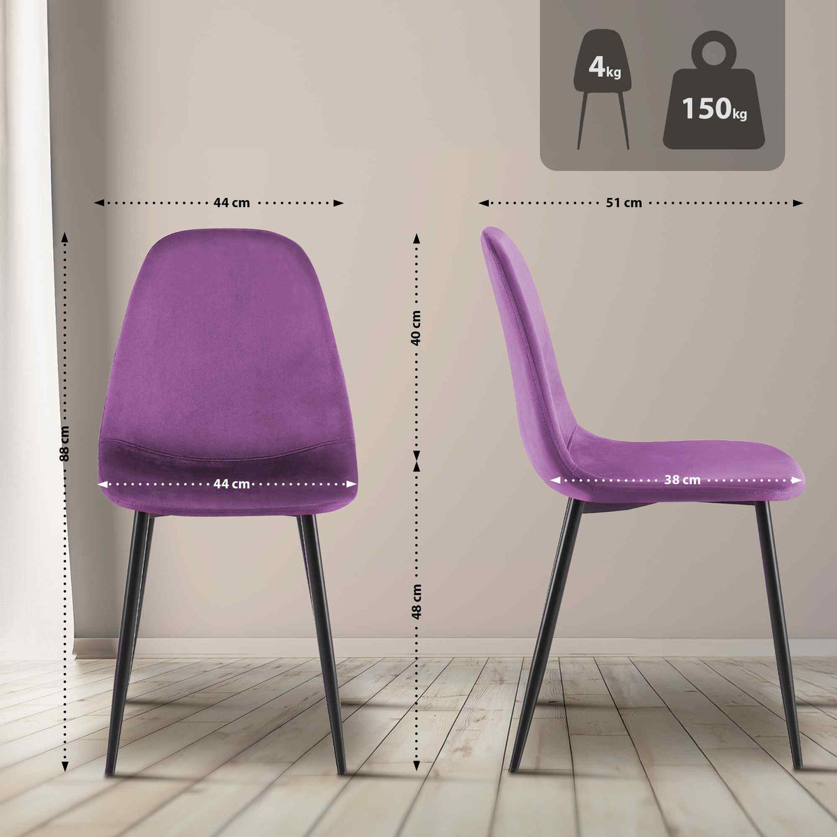 Eetkamerstoel Napier purper,Fluweel lila