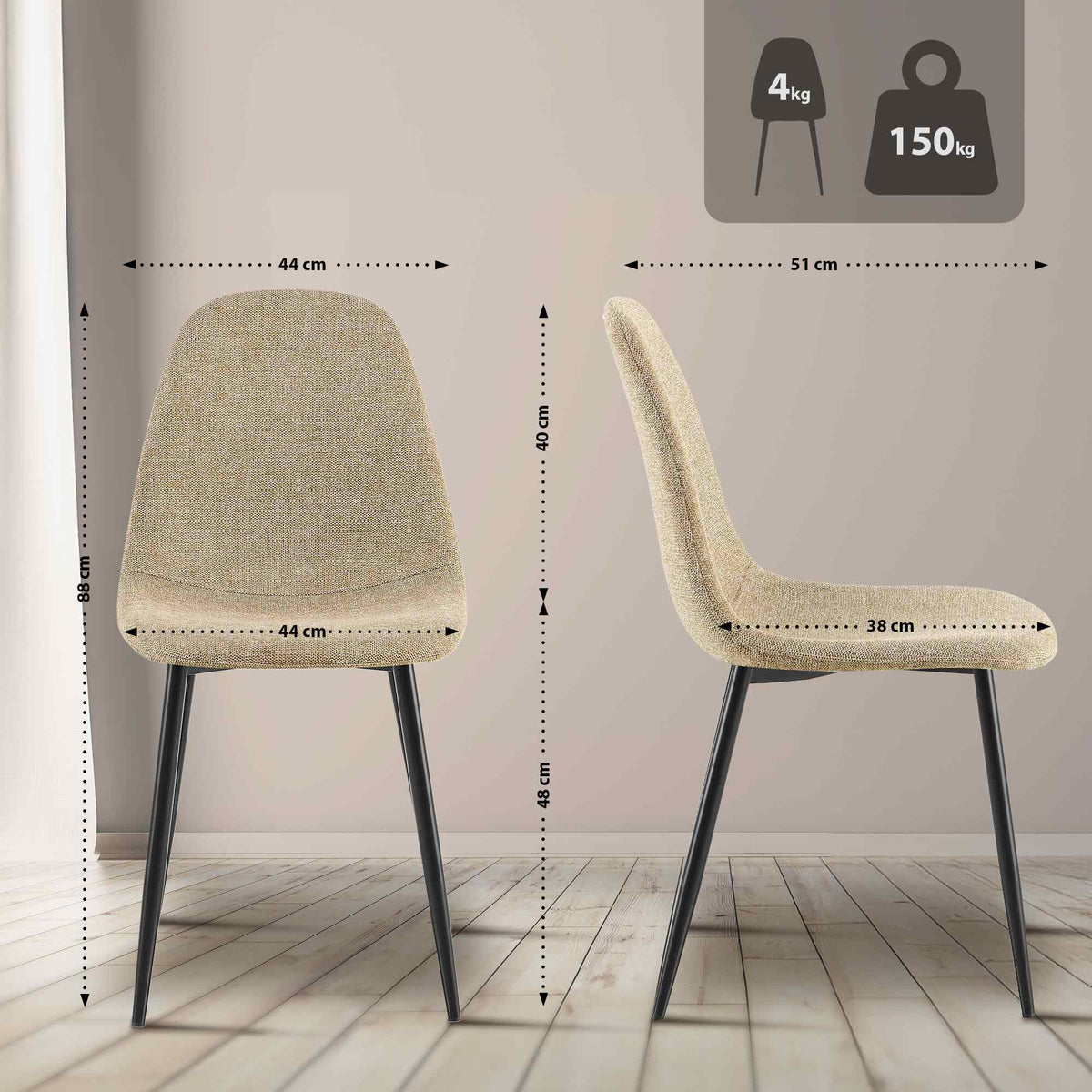Eetkamerstoel Napier taupe,Stof taupe
