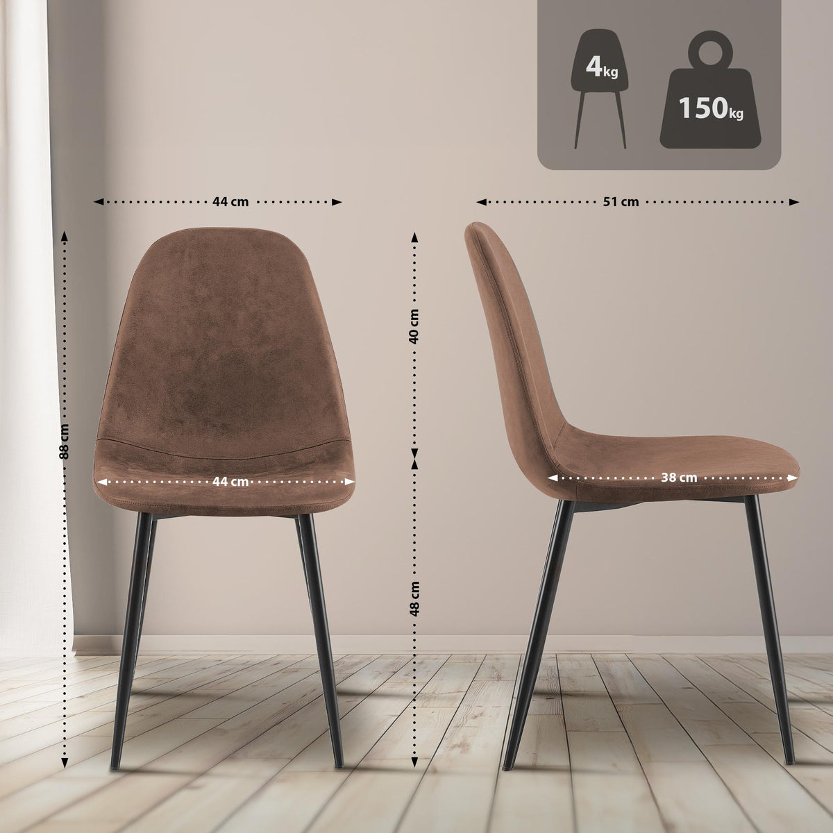 Set van 4 Napier eetkamerstoelen bruin,Kunstleer braun