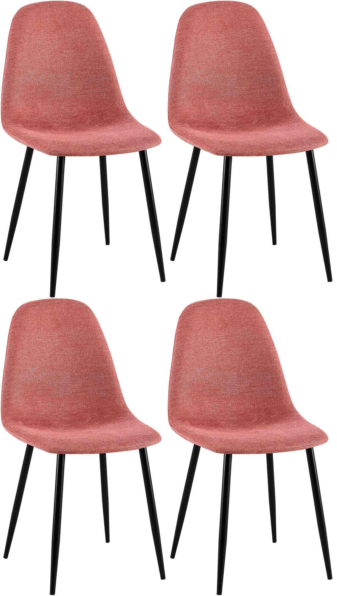 Set van 4 Napier eetkamerstoelen oranje,Stof orange
