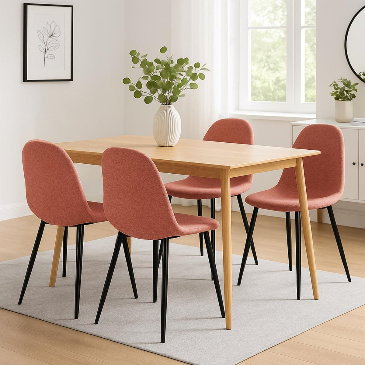 Set van 4 Napier eetkamerstoelen oranje,Stof orange