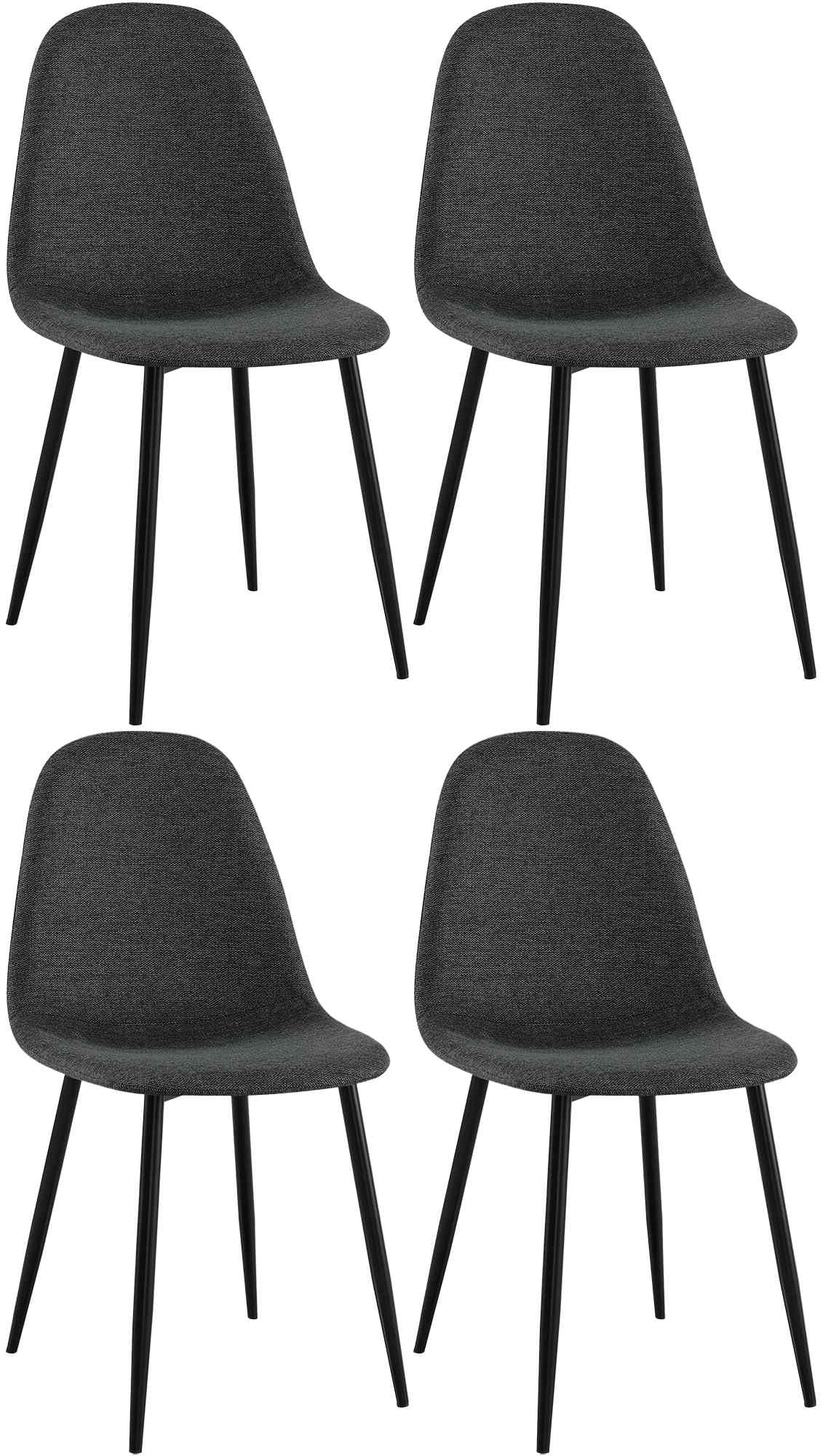 Set van 4 Napier eetkamerstoelen zwart,Stof schwarz