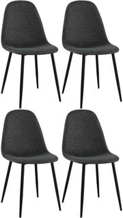Set van 4 Napier eetkamerstoelen zwart,Stof schwarz