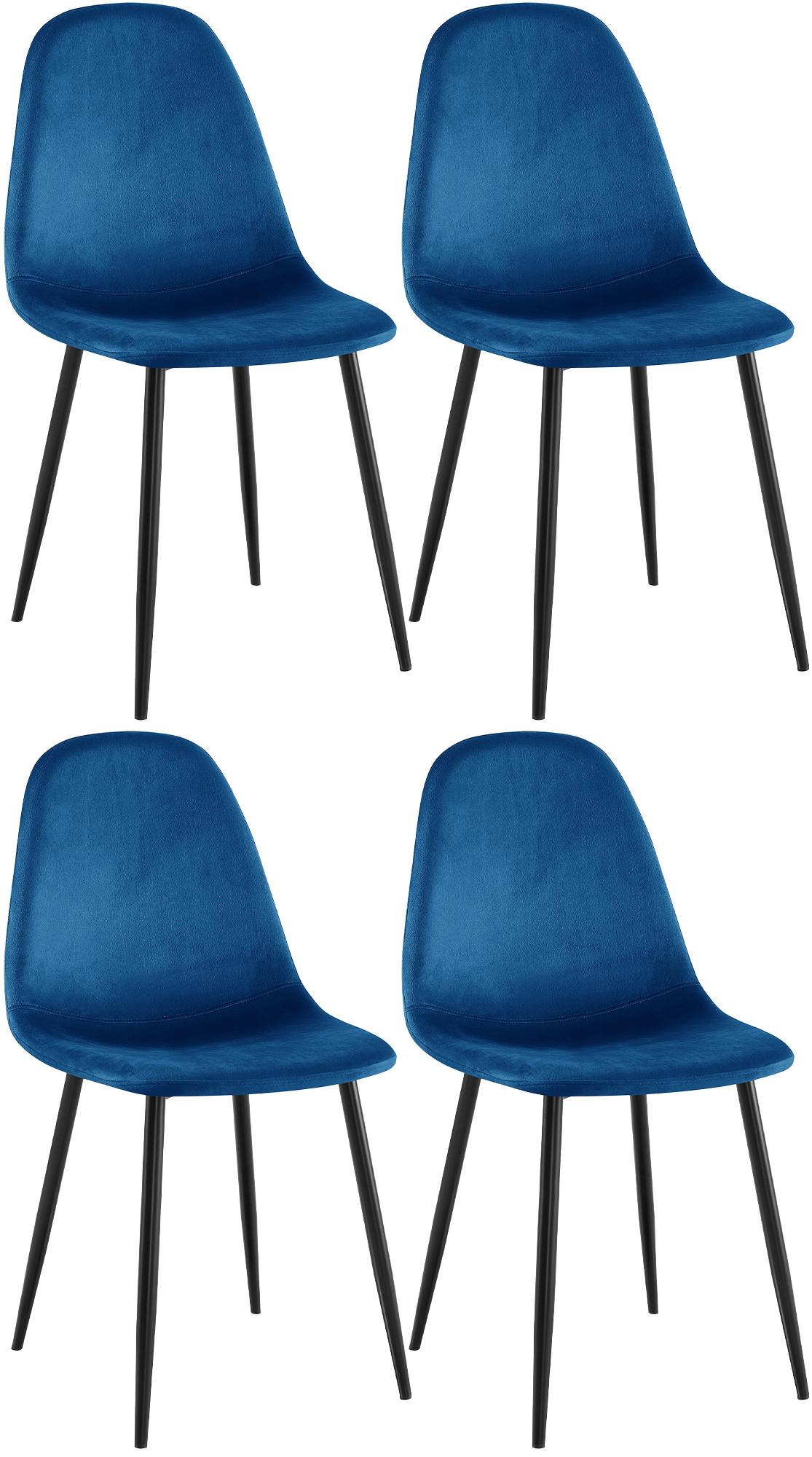 Set van 4 Napier eetkamerstoelen blauw,Fluweel blau