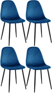 Set van 4 Napier eetkamerstoelen blauw,Fluweel blau