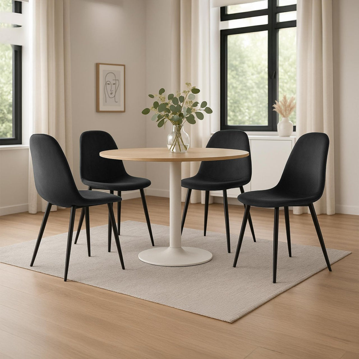 Set van 4 Napier eetkamerstoelen zwart,Fluweel schwarz